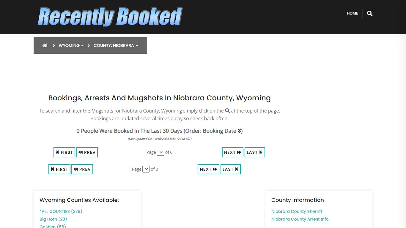 Bookings, Arrests and Mugshots in Niobrara County, Wyoming