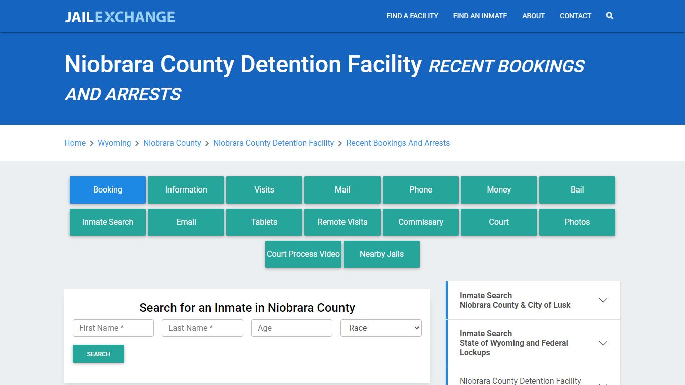 Niobrara County Detention Facility Recent Bookings And Arrests