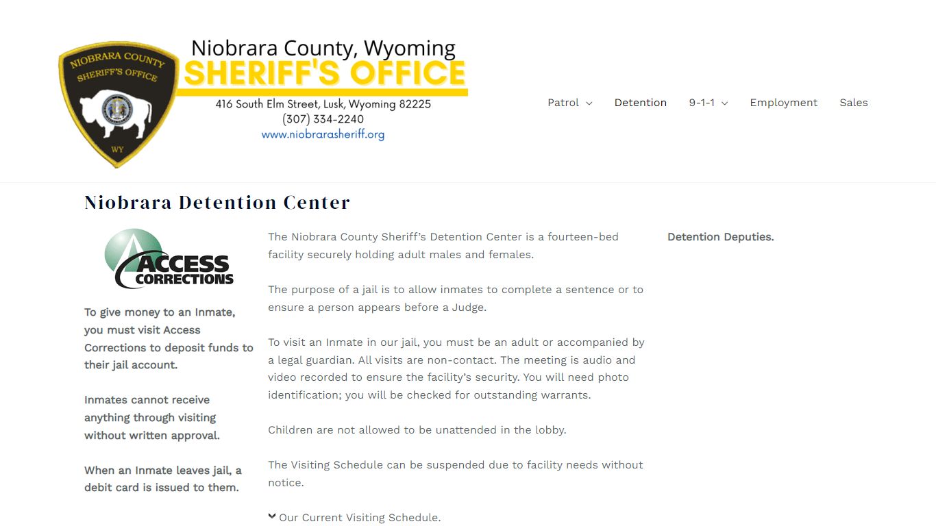 Detention – Niobrara Sheriff's Office